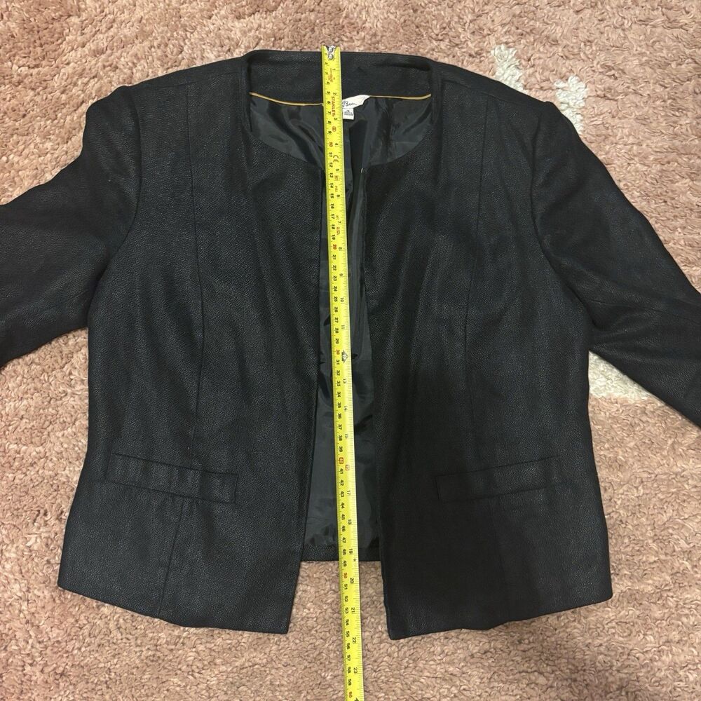 LL Bean Vintage Linen Cropped Jacket Blazer Black Sz 4 Preppy Classic - Picture 8 of 10